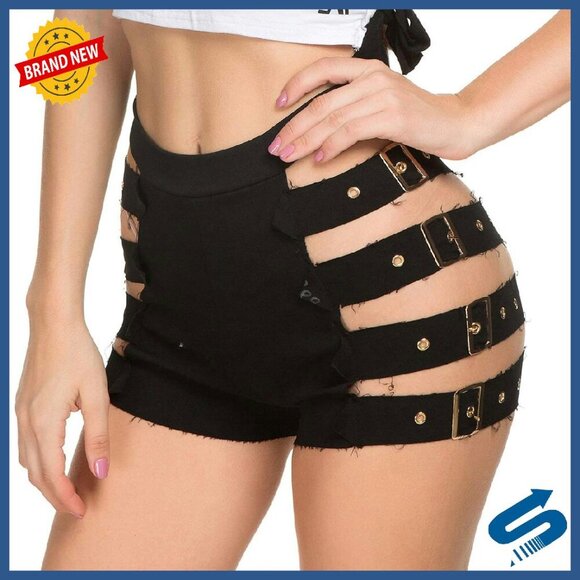 Pants - High Waisted Elastic Shorts for Dance Clubwear Rave Outfits